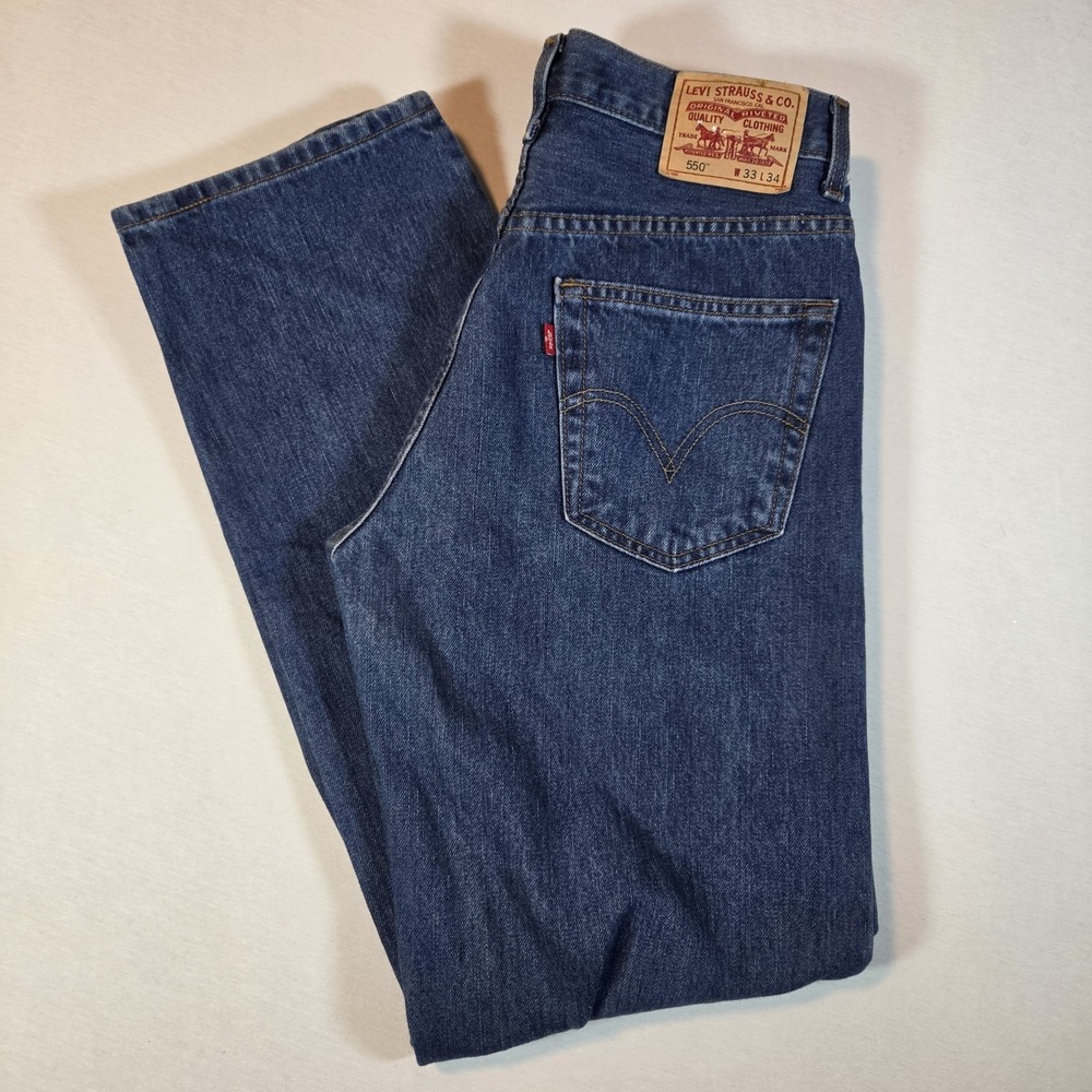 Vintage Levis Jeans 550 Relaxed Fit‎ Size 33x34 Dark Wash 100% Cotton